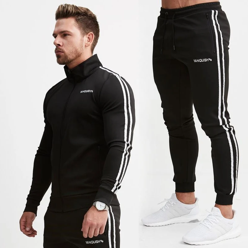 

Джоггеры для спортзала, модная мужская спортивная одежда, хлопковый мужской костюм для фитнеса, уличная одежда, повседневная куртка на молн...
