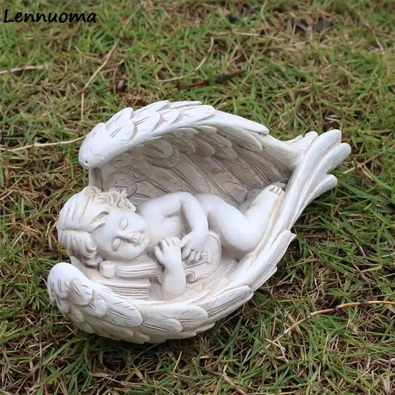 Статуя из смолы Lennuoma статуя ангела для мальчика рукоделия крыла уличная