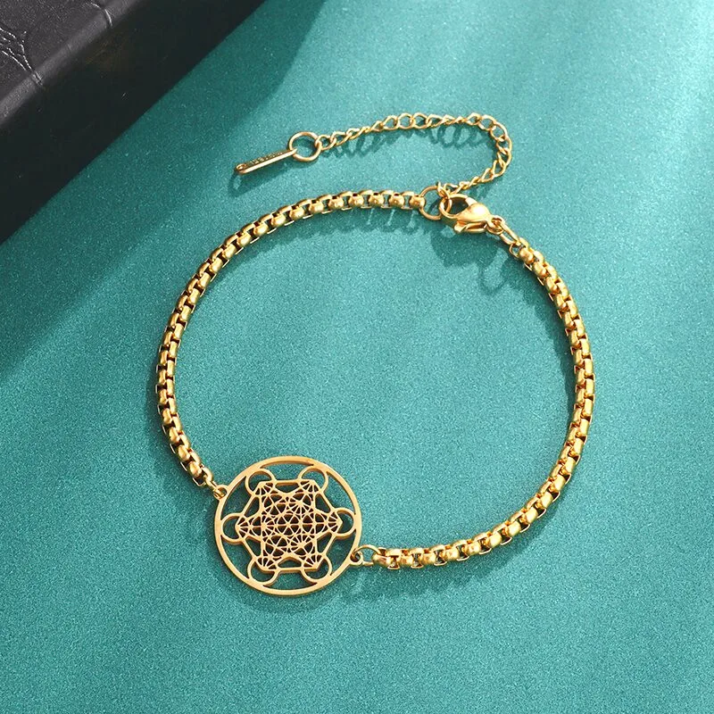 

Metatron Cube Bracelet 361L Stainless Steel Pendant Archangel Solomon Fear Geometry Spiritual Jewelry Women Men Accessories