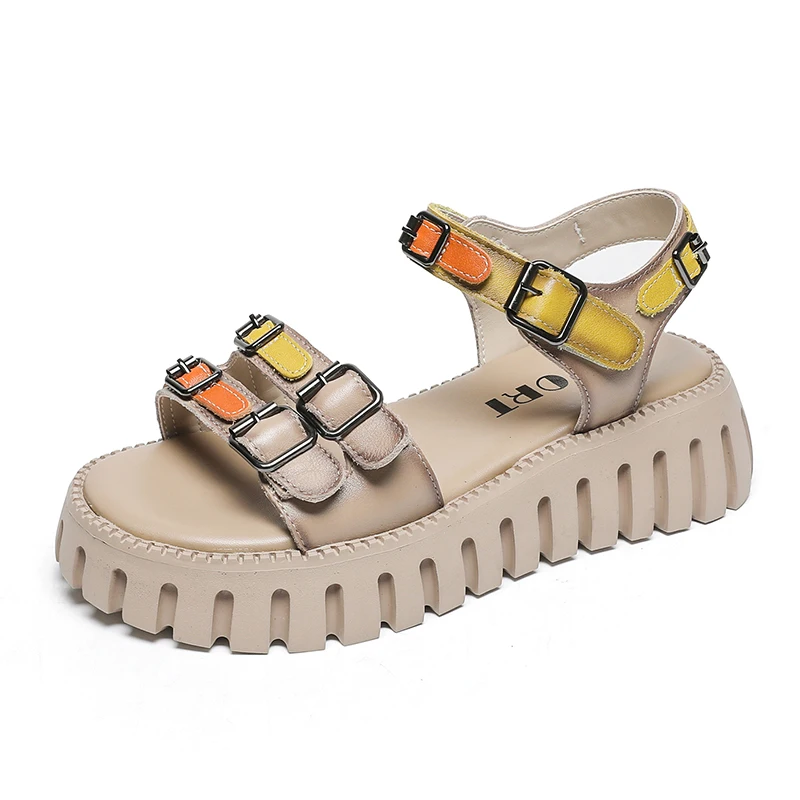 

Роскошные дизайнерские туфли для женщин, женские сандалии из 2023 натуральной кожи на платформе и каблуке, сандалии в стиле ретро