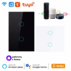 Умный выключатель Tuya с Wi-Fi и роскошной стеклянной панелью, сенсорный светильник ель с таймером для умного дома, с поддержкой Alexa, Google Home, Alice