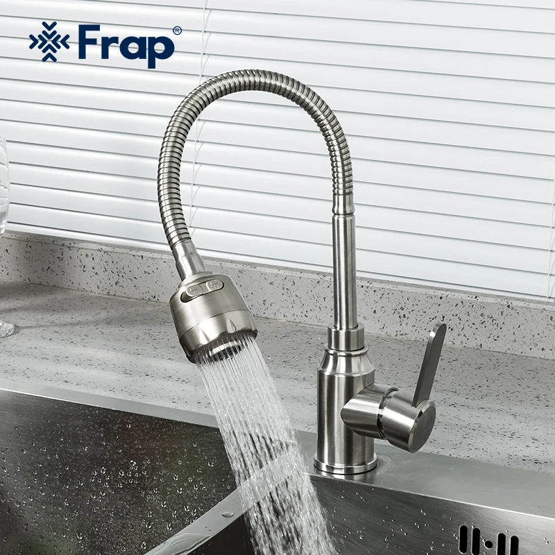 

Frap Stainless Steel Kitchen Faucet Gourmet Kitchen Faucets Flexible Tube Tap 360 Degree Rotatable Taps Cold Hot Mixer Torneira