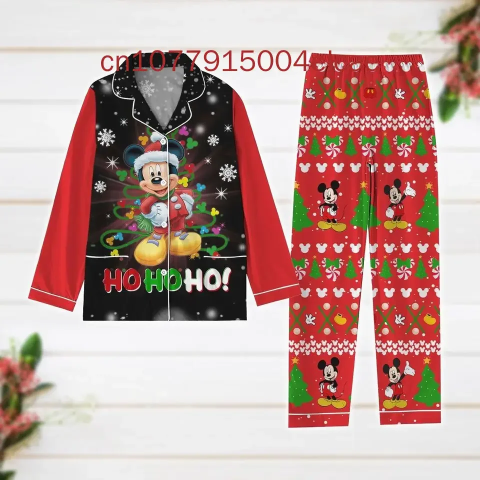 Новый рождественский пижамный комплект с Микки Маусом Disney Minnie Mickey повседневная