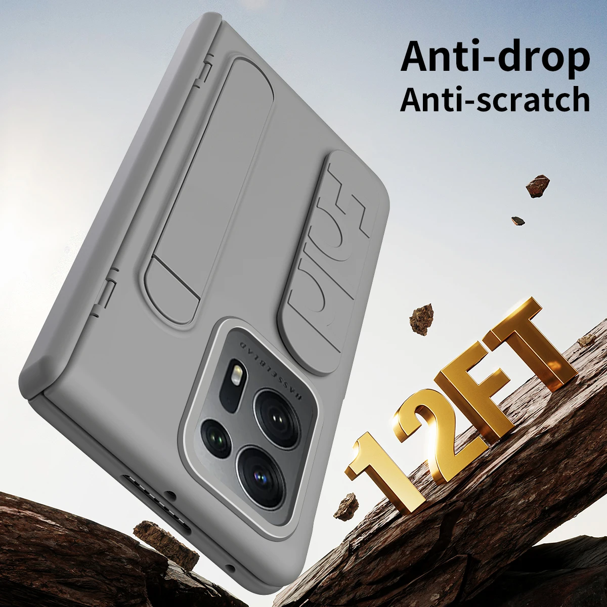 Роскошный вертикальный ремешок для OPPO Find N2 со встроенной подставкой и стеклянной