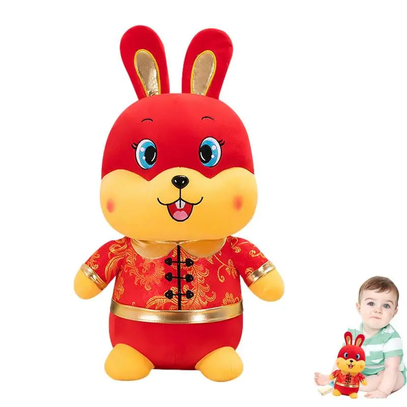

Lucky Rabbit Plush Bunny Plush Rabbit Stuffed Toy Soft Rabbit Plush Doll With Cute Expression Chinese Style Decoration Kids Gift