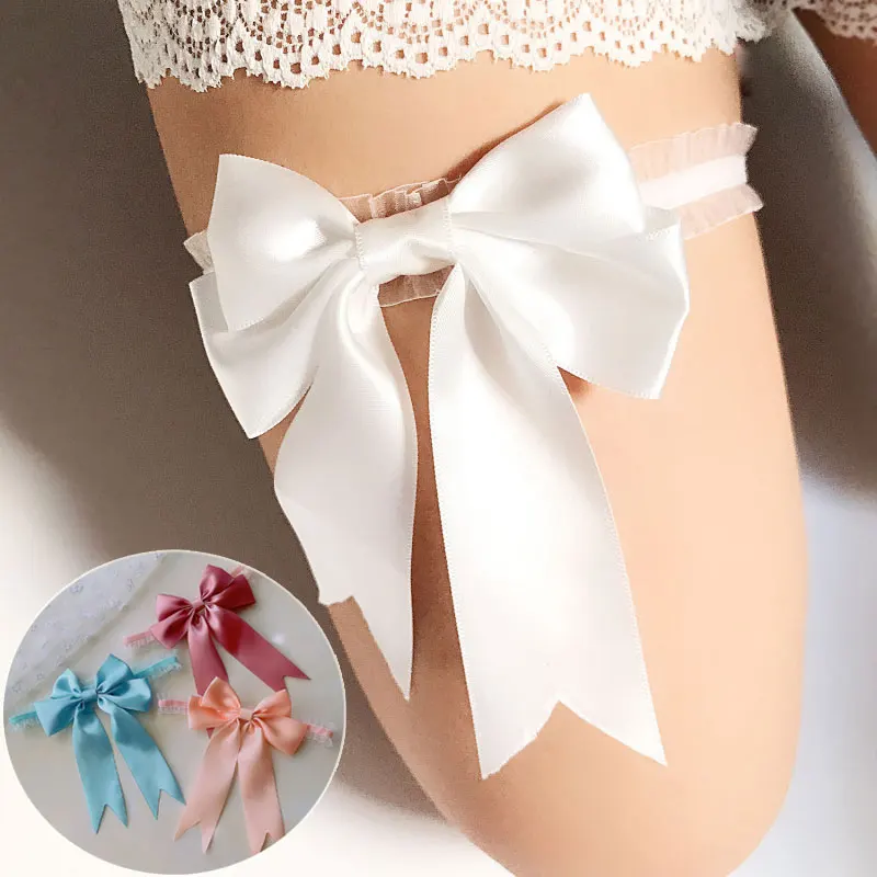 

Кружевные Подвязки для невесты, пикантные Удобные однотонные удобные кольца с бантом, свадебные аксессуары