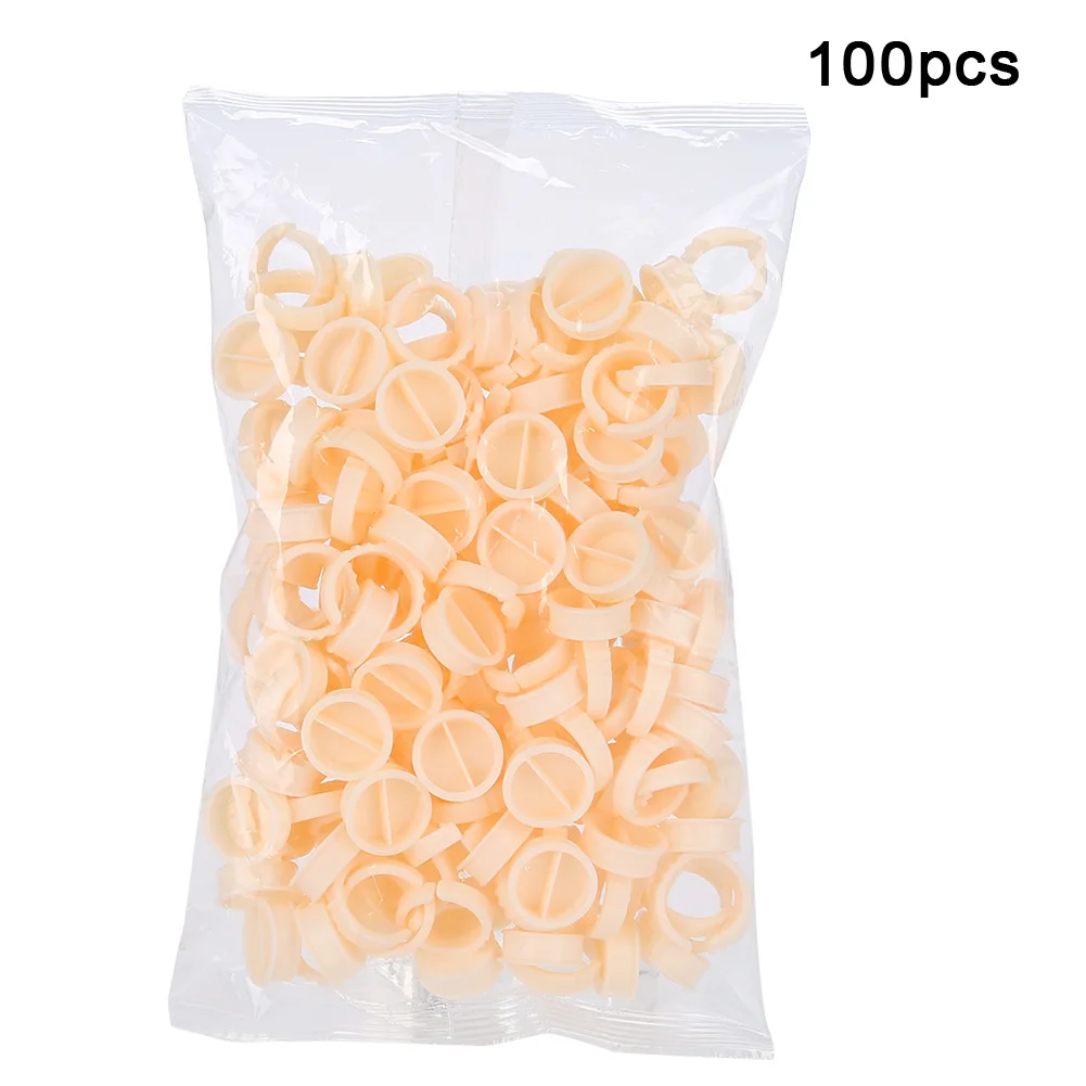 

100Pcs Makeup Rings Eyebrow Tattoo Ink Holder Tattoo Ink Ring Adhesive Makeup Glue Rings For Eyelash Extension Nail Art