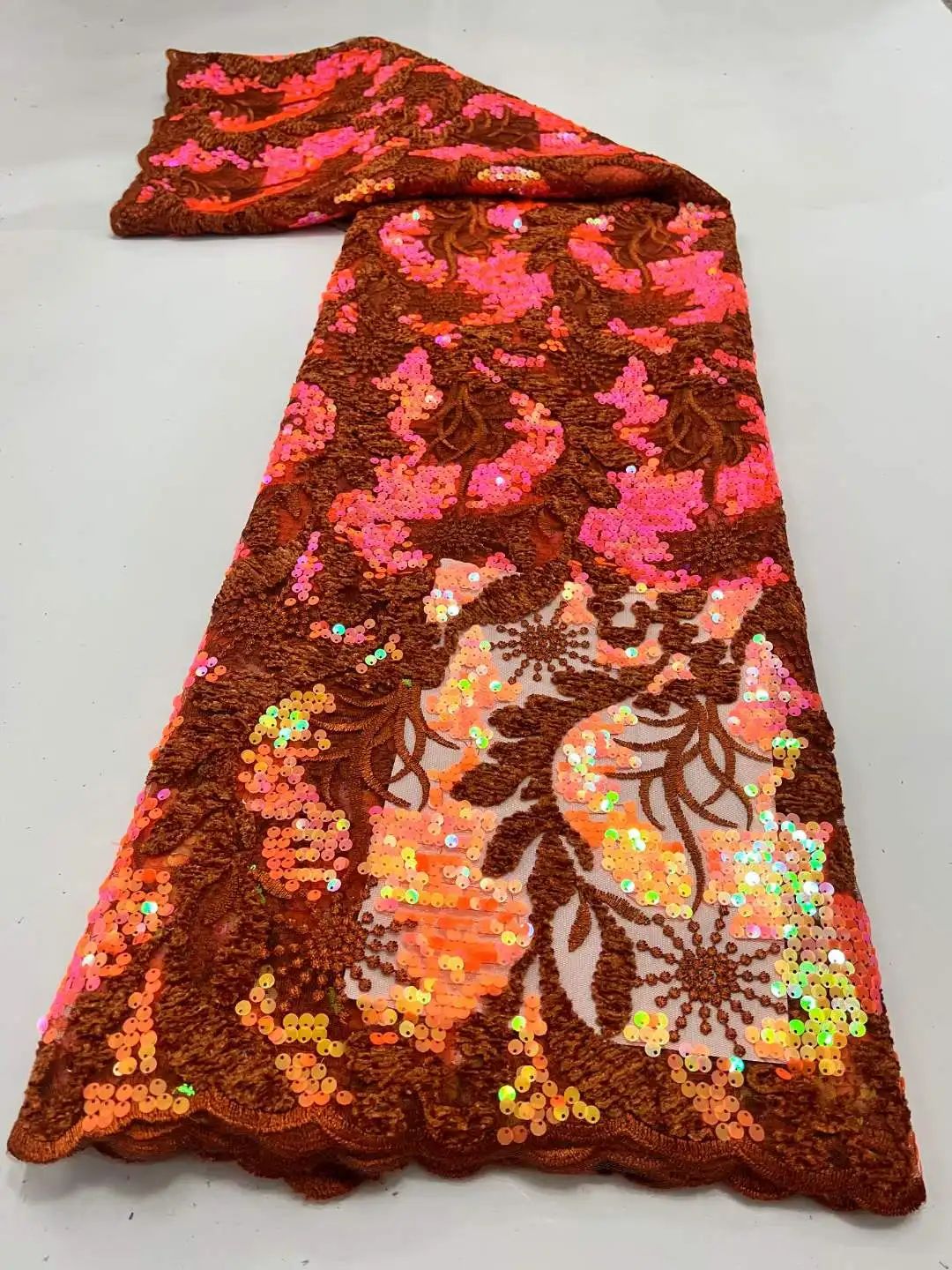 

Аксессуары для домашнего шитья, блестки, кружевная ткань, 5 ярдов, женское вечернее платье Asoebi HDN02