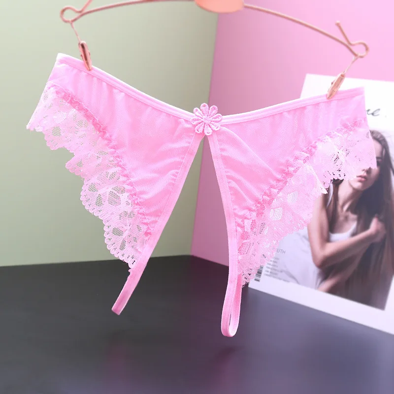 Красные сексуальные женские трусики с открытой промежностью стринги прозрачное