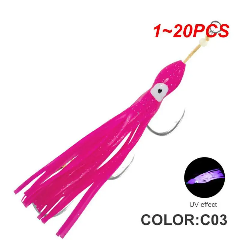 

1~20PCS Bionic Bait Pink White 5/0 Tear-resistant And Not Easy To Tear Bionic Design Glorious Night Fishing Worry-free