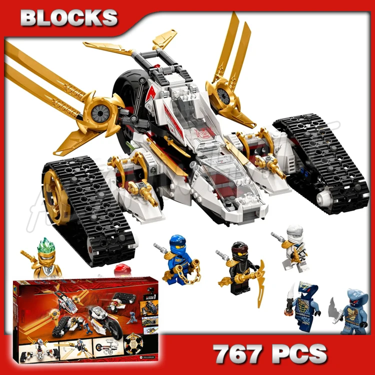 

767 шт. Shinobi Legacy 4 в 1 автомобиль Ultra Sonic Raider Jet самолёт мотоцикл 60081 строительные блоки игрушки совместимы с моделью