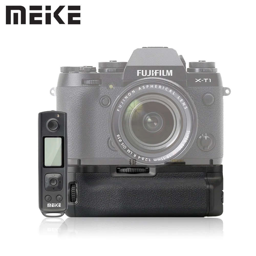 Фото Рукоятка-держатель для аккумулятора Meike MK-XT1 PRO, совместимая с Fujifilm X-T1 (аналог VG-XT1) с пультом дистанционного управления таймером 2.4G №1