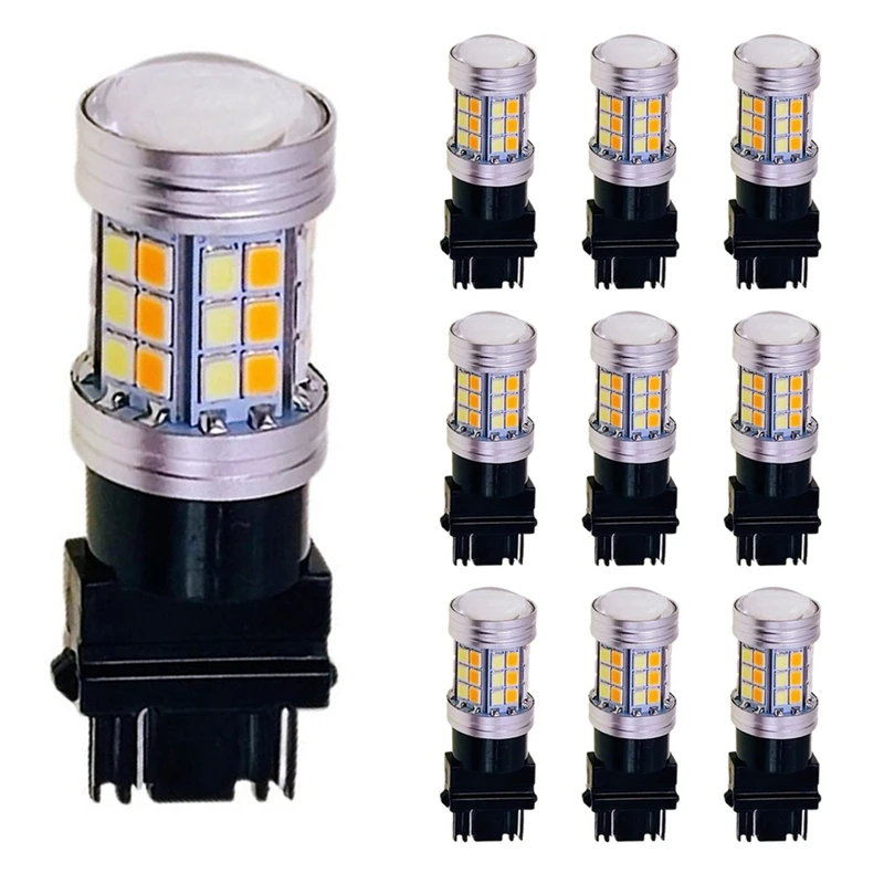 

10PCS LED Bulb Dual Color Light Car Turn Signal Lamp White+Yellow