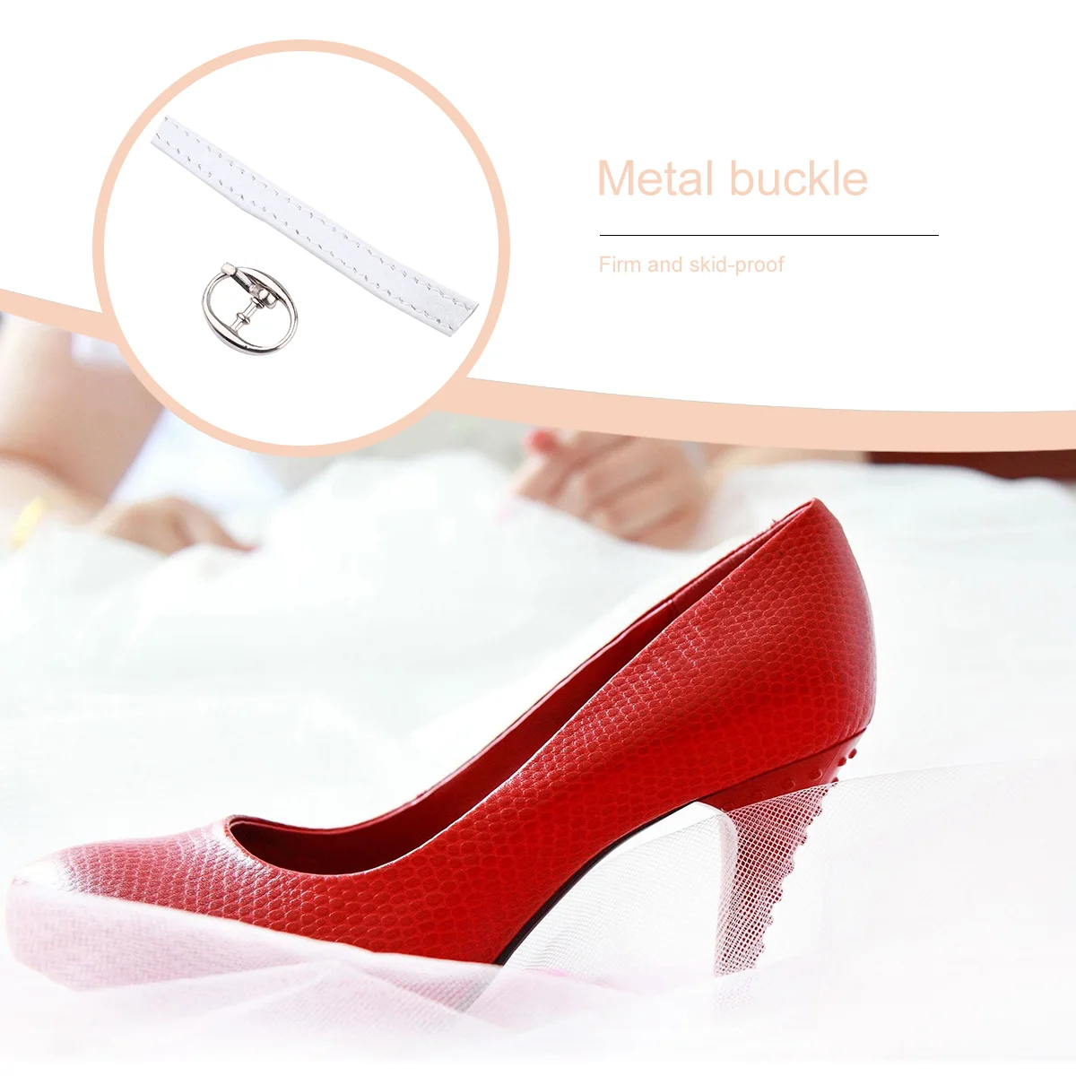 

White Stretchy Flexible Pu Lady High Heeled Shoe Bungee Shoe Laces Shoe Anti Shoe White Shoe Strings with Buckle 2 Pairs
