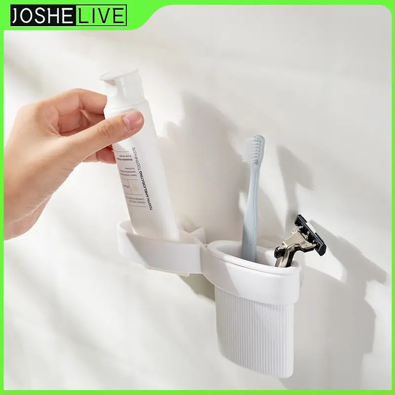 

Toothbrush rack bathroom toilet wall-mounted free punching facial cleanser storage clip razor hanger shelf squeeze toothpaste