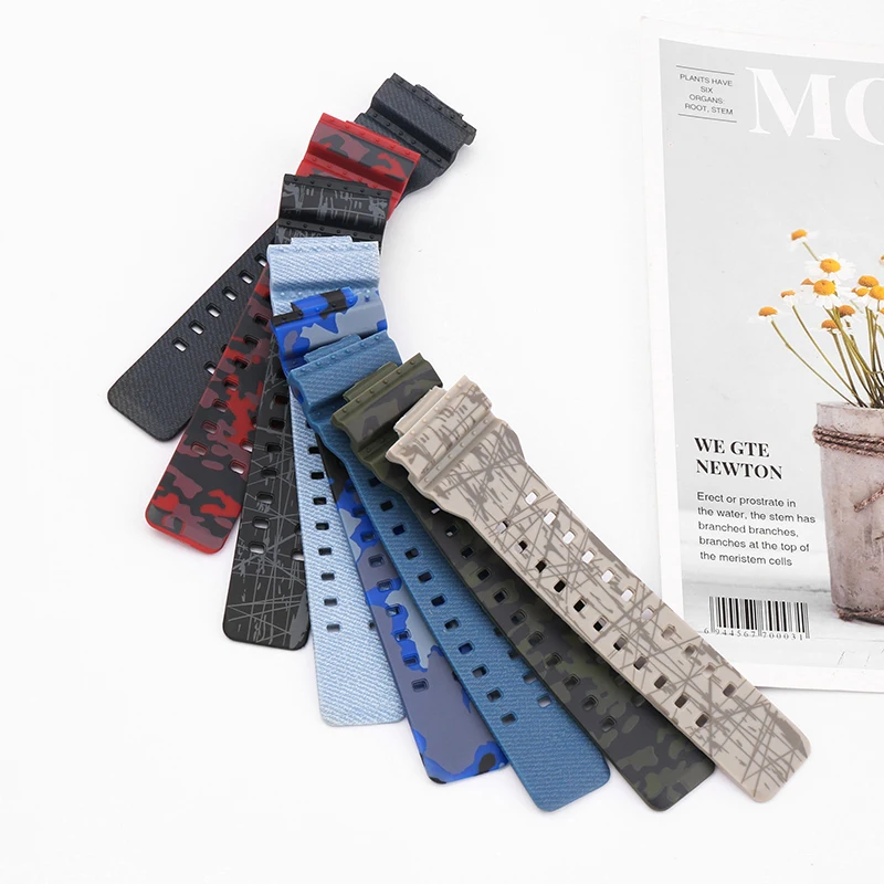 Camo Rubber Resin strap case for Casio G-shock GA110 100 120 140 GD GLS GAX Sports Waterproof Watch strap Accessories Buckle