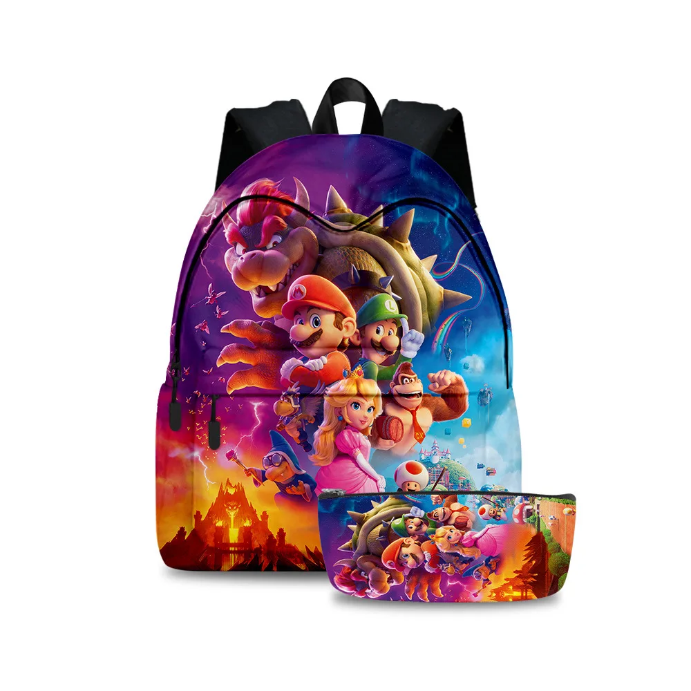 

2pcs Super Mario Brosined. Movie Waterproof backpack School Bag single shoulder bag small square bag Travel Bag