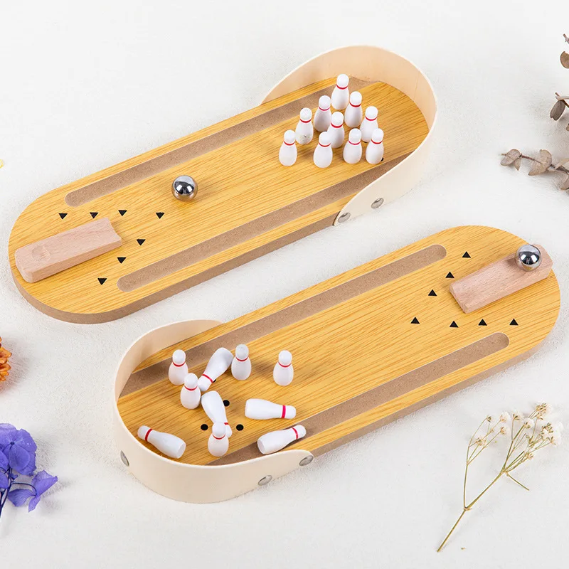 

Wooden Mini Desktop Bowling Game Toys Set Fun Indoor Parent-Child Interactive Table Competitive Game Kids Educational Toys Gifts