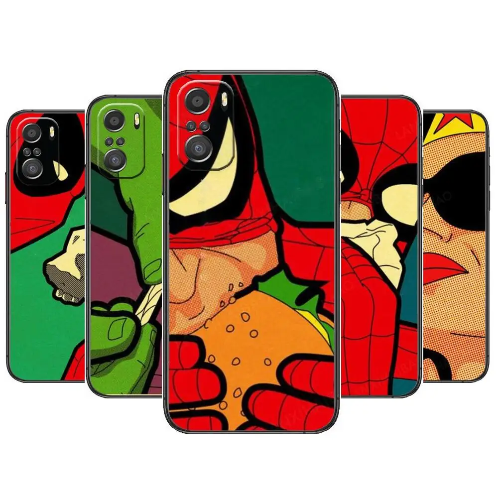 

funny marvel heroes For Xiaomi Redmi Note 10S 10 9T 9S 9 8T 8 7S 7 6 5A 5 Pro Max Soft Black Phone Case