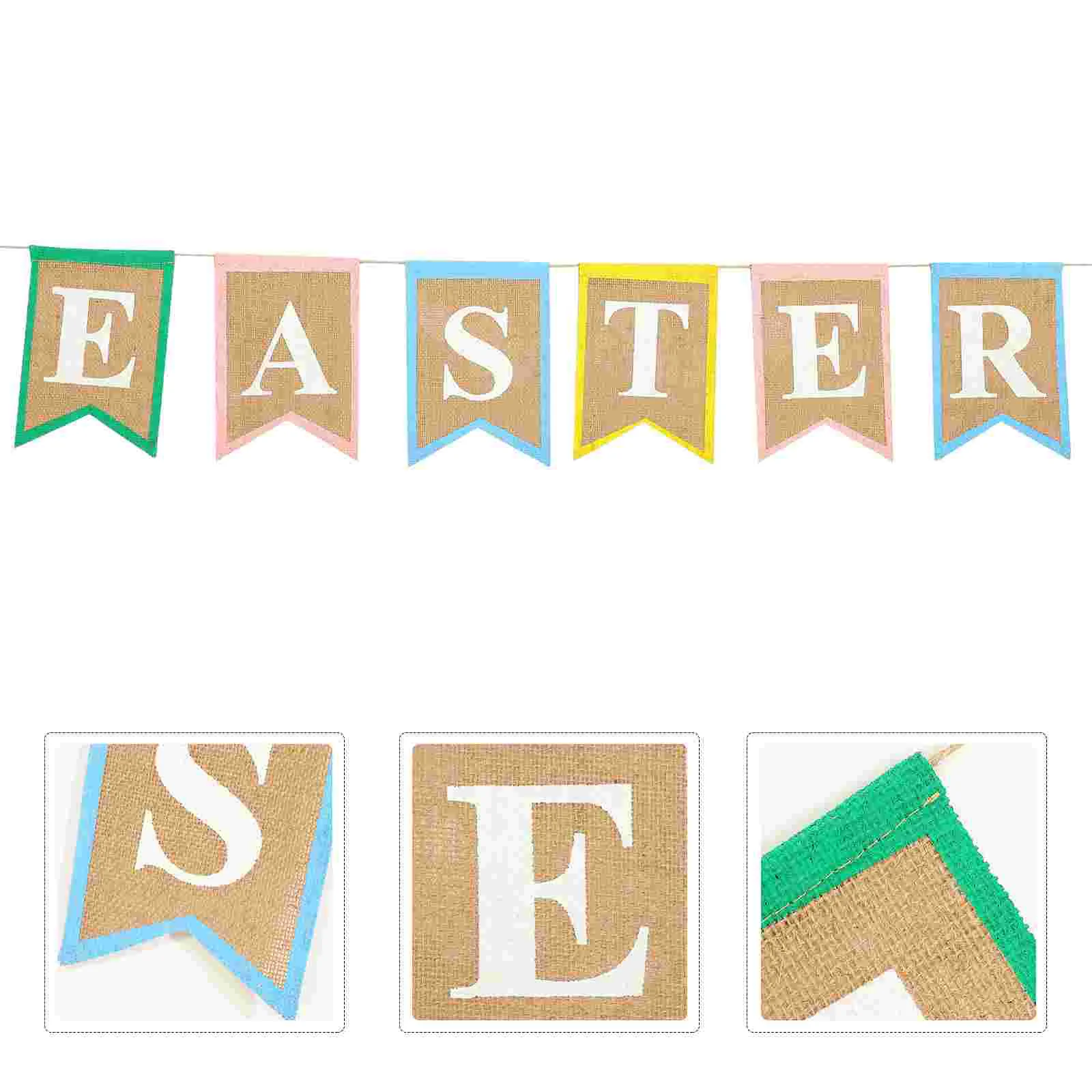 

Easter Decoration For Garden Festive Decor Burlap Banner Garland Easter Party Decor Easter Hanging Flag Easter Decor