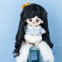 doll wig long hair wave black gradient high temperature wire suitable for dolls with head circumference 36 38cm