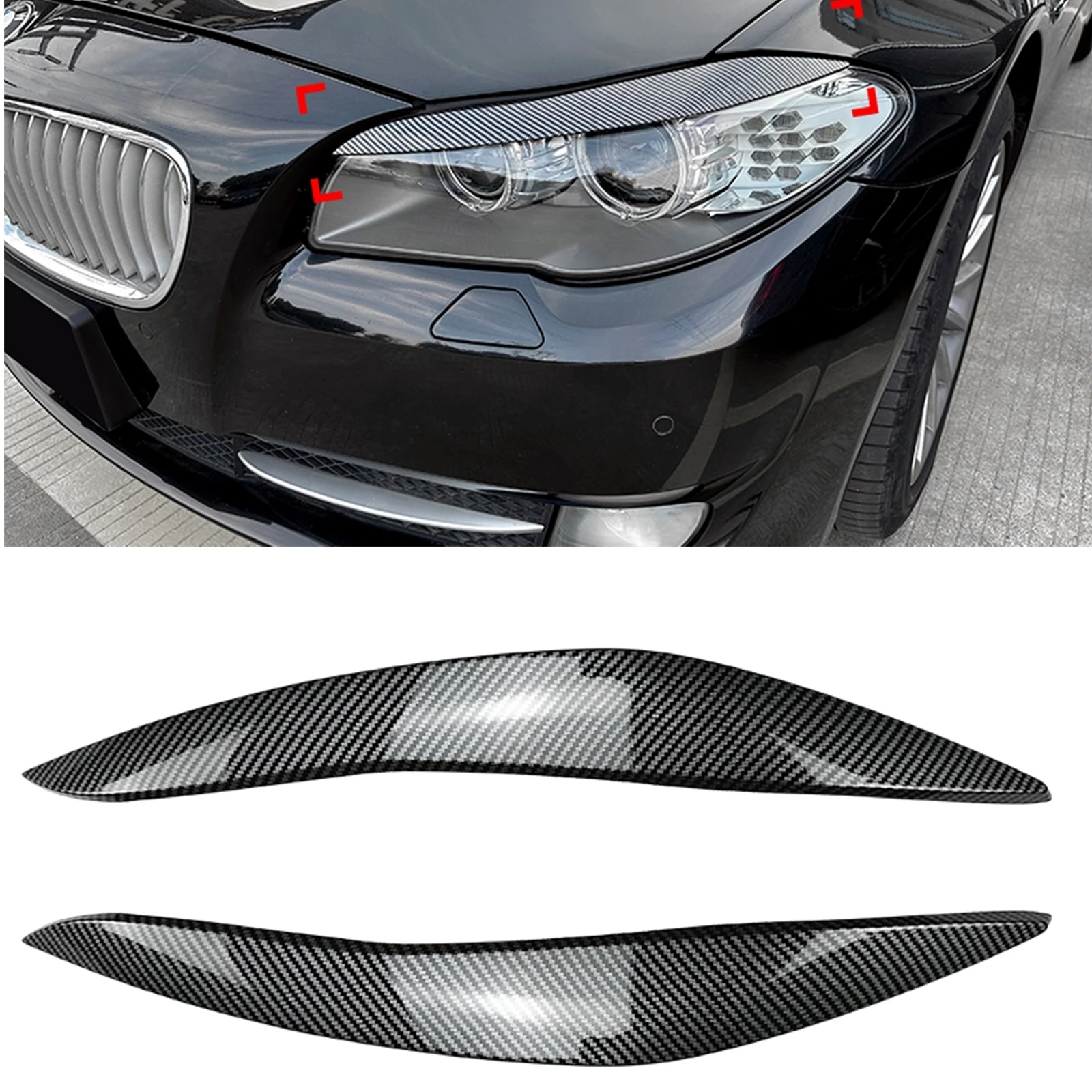 

For BMW 5 Series F10 F11 2011-2014 Car Front Head Light Lamp Cover Trim Headlight Headlamp Eyebrow Eyelid Sticker Brow Lid