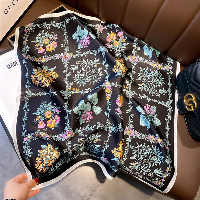 

100% Silk Scarf Female Neck Printed Horse Print Square Hair Scarves Foulard Head Band Shawls And Wraps Neckerchief Bandana