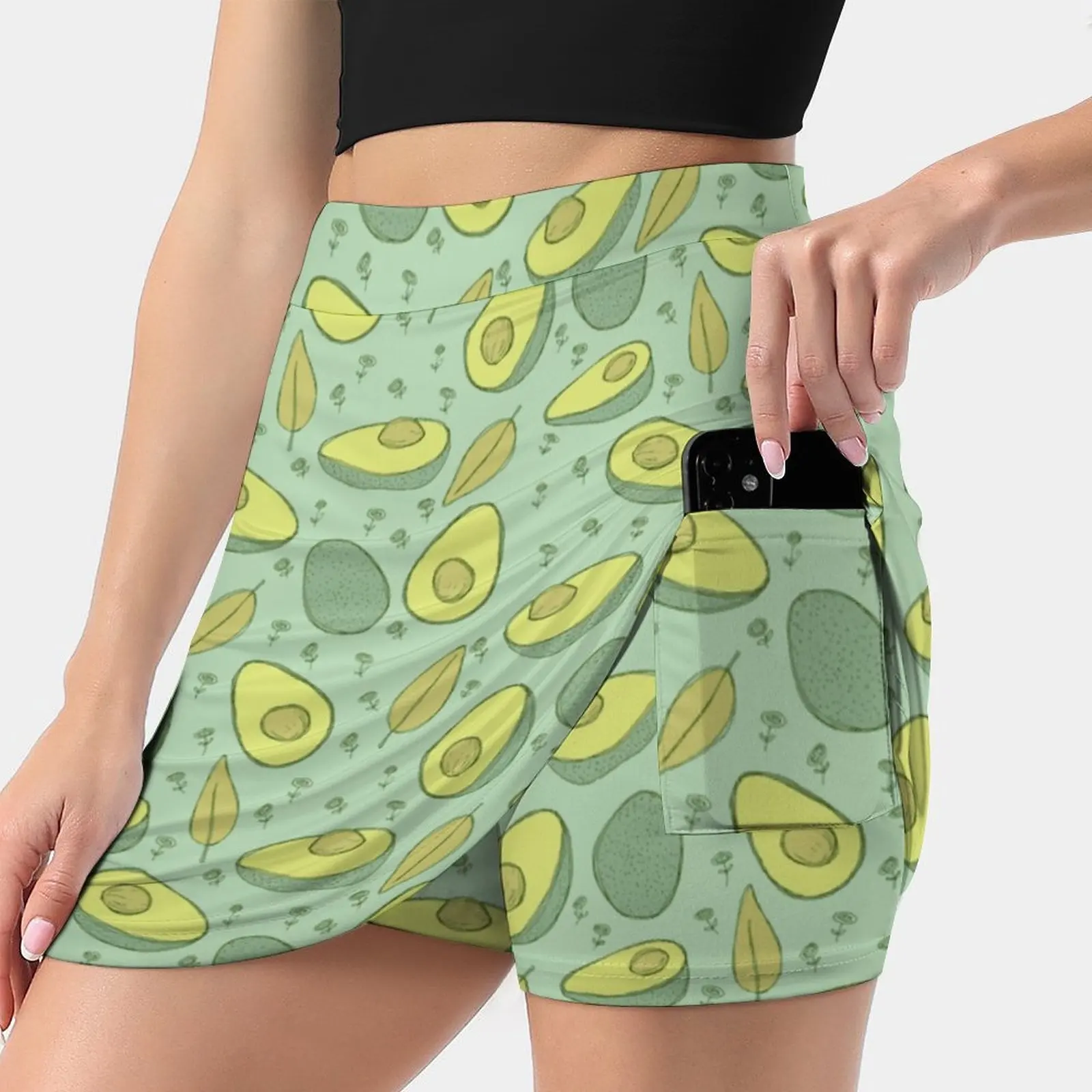 

Avocados Women'S Fashion Sporting Skirt With Pockets Tennis Golf Running Skirts Avocado Avocados Fruit Food Guac Jmhurd Foodie
