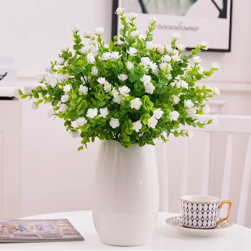 

7 Fork Eucalyptus Small Rose Eucalyptus Leaf Money Leaf Water Grass Flower Artificial Flower Home Table Decoration Fake Flower