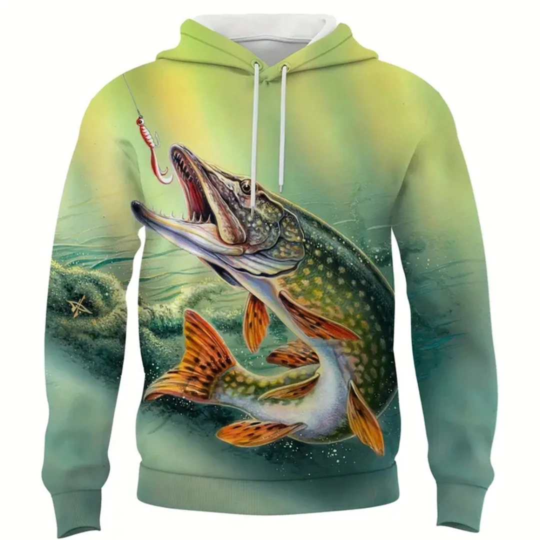 

2024 Fishing Hoodie 3D Carp Print Men's Hoodie Loose Designer Sweatshirt Spring Autumn Oversized Harajuku Y2k Clothes Pullover