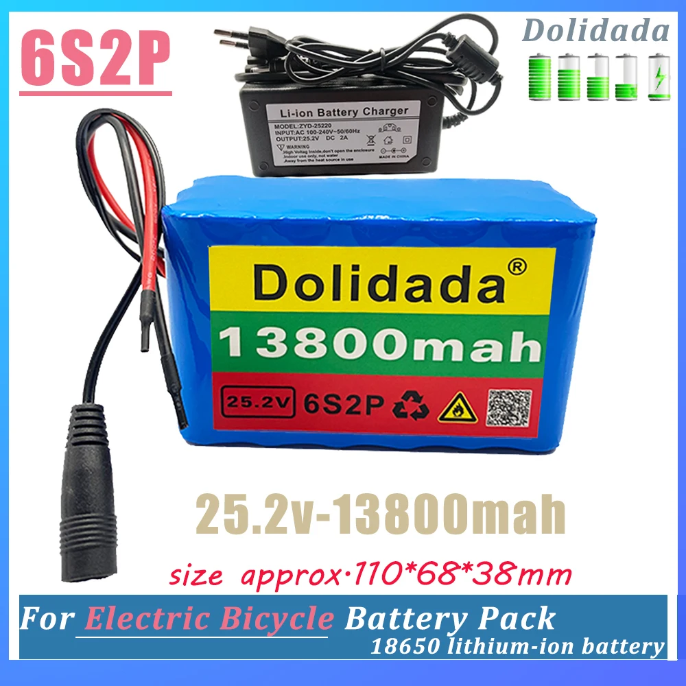 

New6S2P 25.2v 13800mah 18650 Lithium Battery Pack 13.8Ah Electric Bicycle E-Bike Moped Lithium-ion Rechargeable Bateria With BMS
