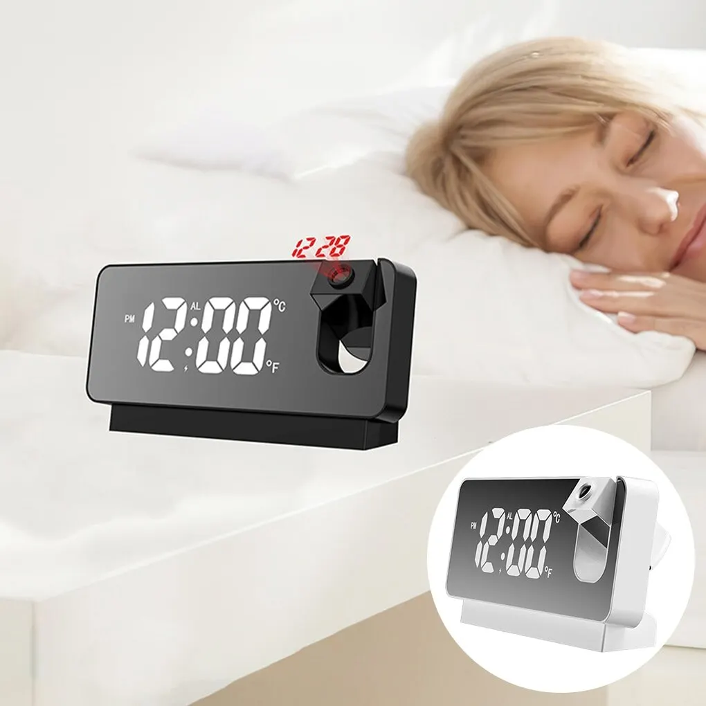 

Electronic Alarm Clock with Projection FM Radio Time Projector LED Digital Projection Alarm Clock Table Bedroom Bedside Clock