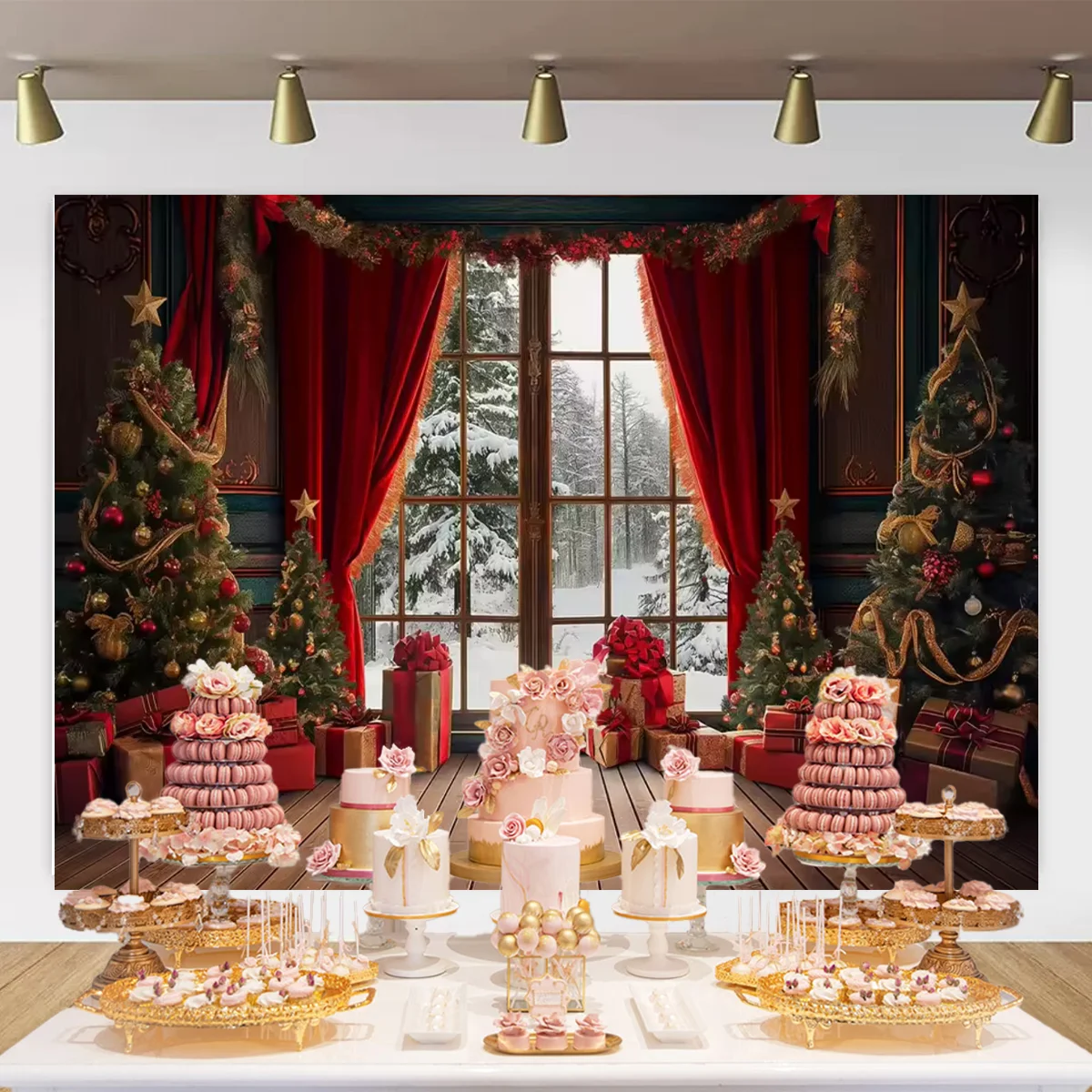 Фон для фотосъемки детей и взрослых с изображением Санта Клауса