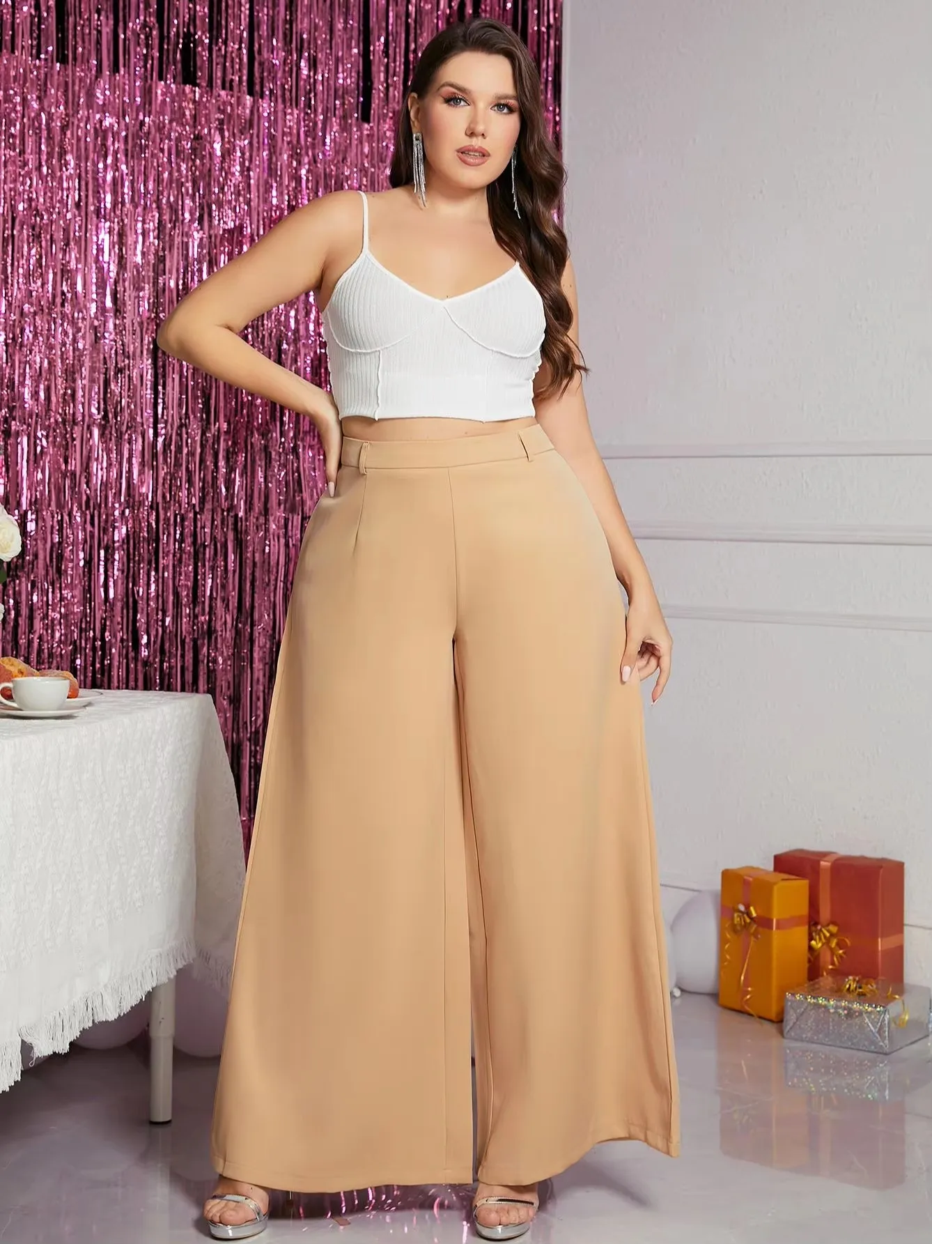 Cinemore Женские брюки размера плюс с карманами по бокам Свободные широкие Модные