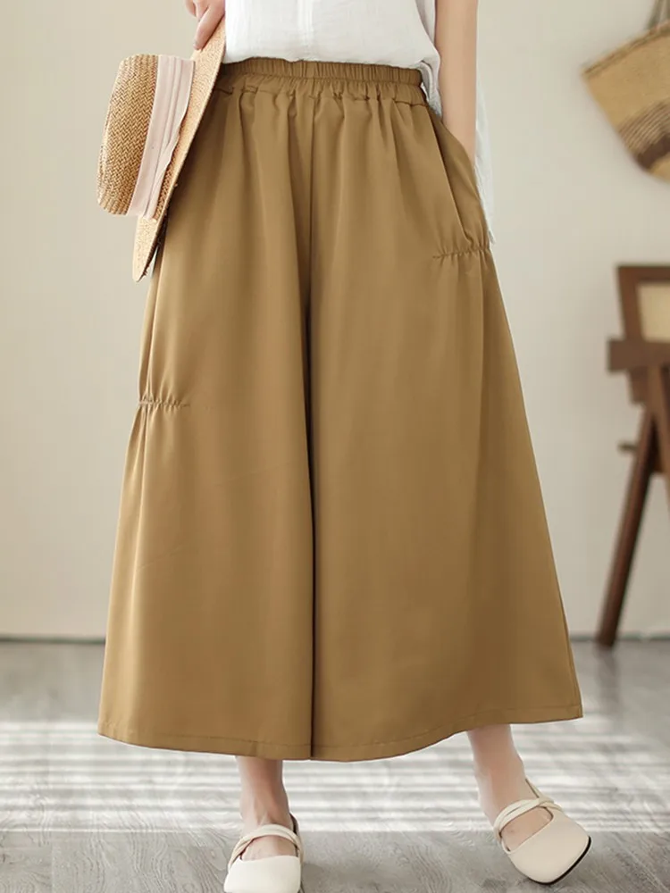 

High Waist Wide Leg Pants Women New Arrival 2023 Summer Korean Style Solid Color Loose High Waist Calf-length Casual Pants B2543