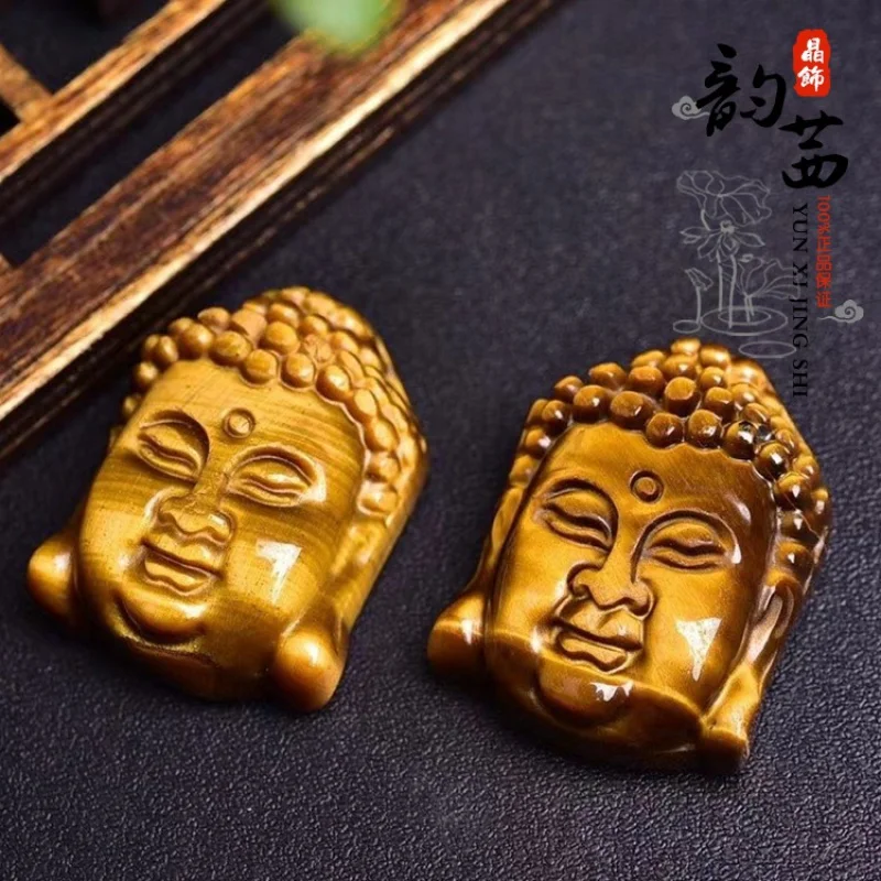 Натуральный кристалл Тигр желтый тигр резьба Avalokitesvara Sakyamuni голова Будды ручной