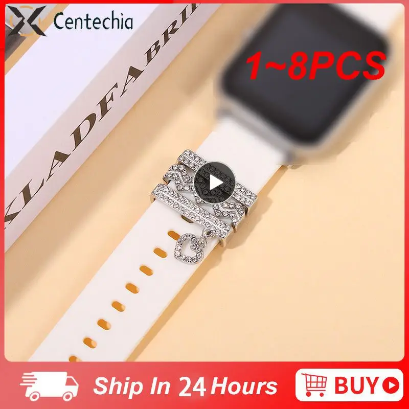 

1 ~ 8 шт. Новинка, ремешок для часов Apple Watch, металлические подвески в виде волн, декоративное кольцо, Алмазное украшение, силиконовый ремешок для умных часов