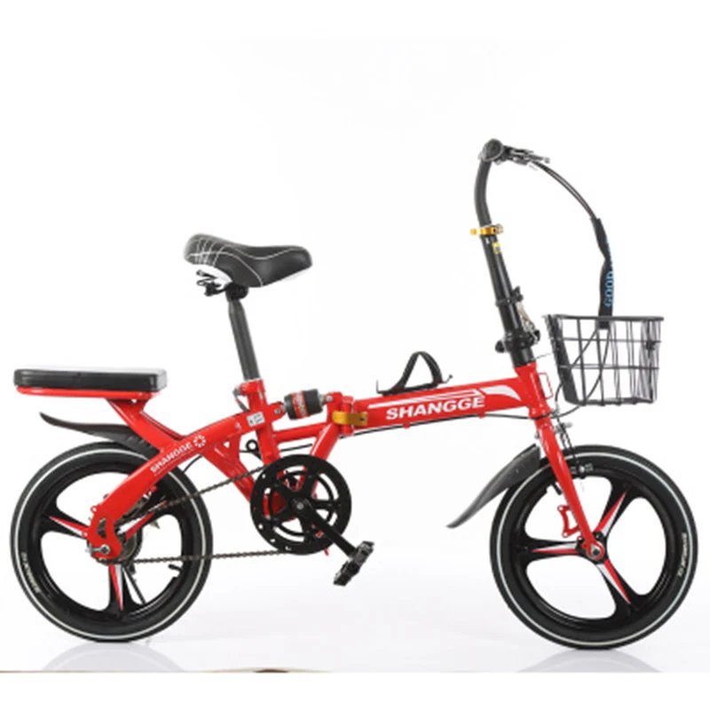 

Складной велосипед, 16-дюймовый односкоростной дисковый тормоз для взрослых мужчин и женщин, ультра-яркий портативный маленький велосипед для студентов