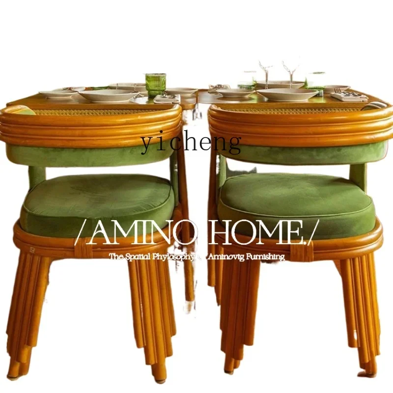 ZF винтажная картина маслом зеленый обеденный стул для дома и ресторана