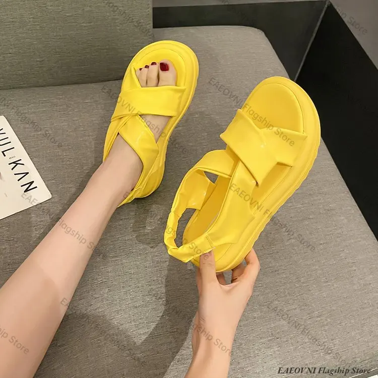 2023 New Sandals Women Platform Sandals Summer Women Fashion PU Lightweight Buckle Sandals Platform Heel Sandals Sandalias Mujer