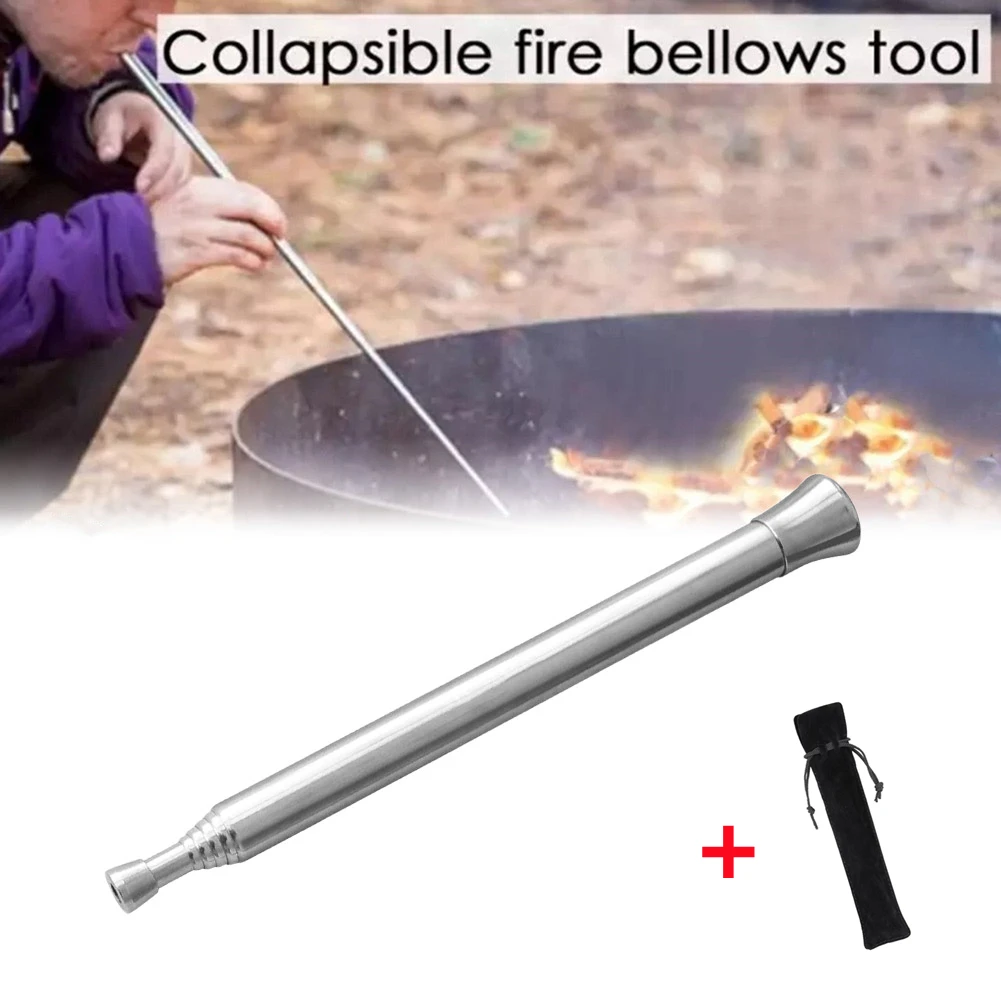 

Outdoor Cooking Blow Fire Tube Portable Camping Fire Pipe Survival Tools Portable Fire Starter Tube Retractable Camping
