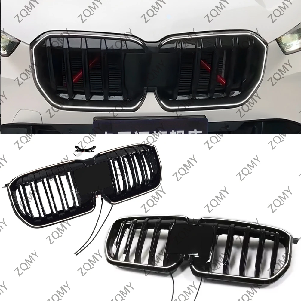 Фото Для BMW X1 U11 U12 M Sport 2023 2024 2025 Решетки переднего бампера автомобиля Светодиодный передний бампер Нирки Центральная решетка Сетчатая решетка №1