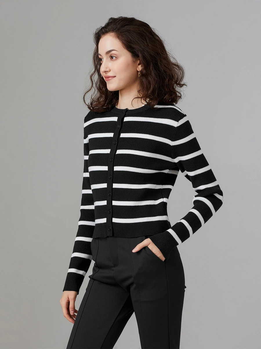 Женские свитера на пуговицах повседневные легкие вязаные кардиганы в полоску с