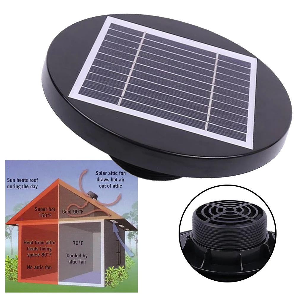 

Solar Fan Solar Powered Roof Fan Ventilator Loft Vent 5V 2WFor Boat RV Greenhouse Shed Caravan With Efficient Solar Panel