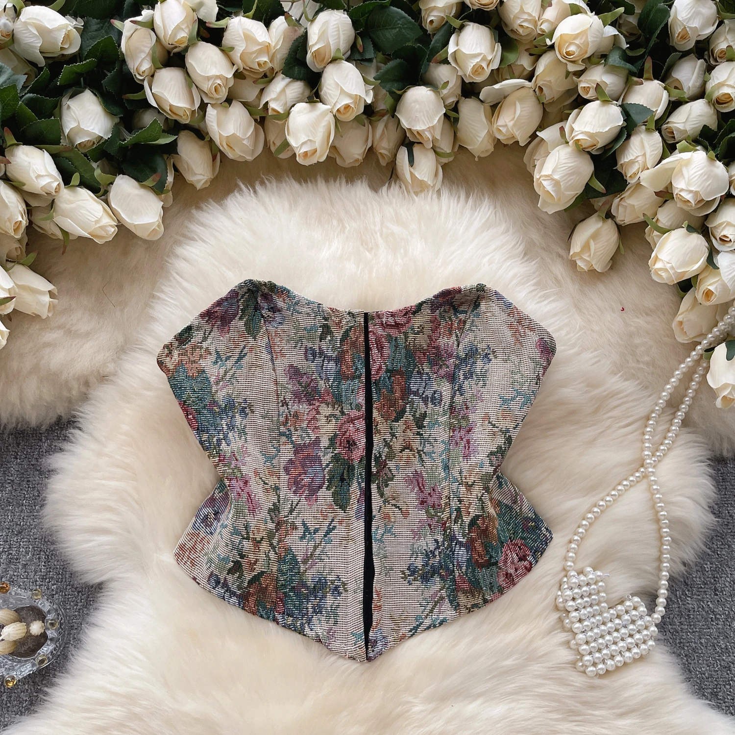 

Женский топ без бретелек, с цветочным принтом