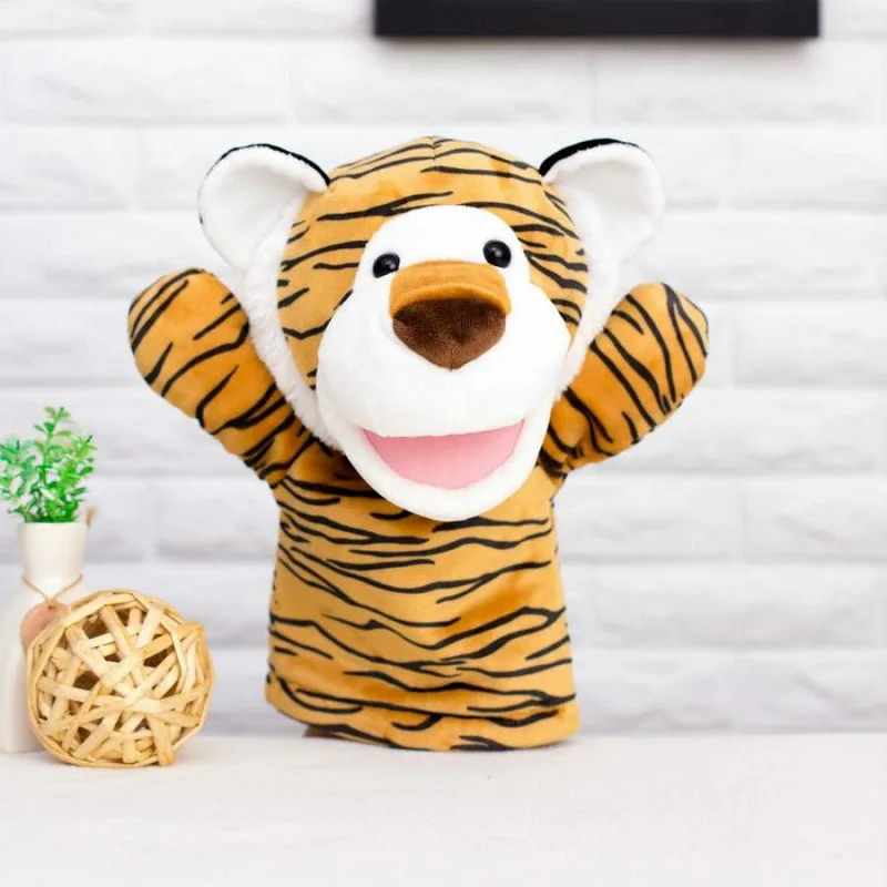 

Kawaii Plush Toy Animal Hand Puppet Tiger Mouth Movable Early Education Props Parent-child Interactive Doll Baby Doll
