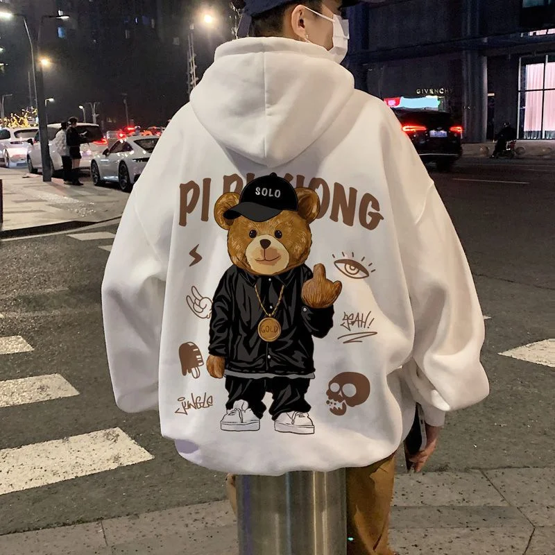 

Новый осенне-зимний свитер с маленьким медведем для мальчиков и девочек, модная серия для колледжа, свободное и универсальное пальто с длинным рукавом