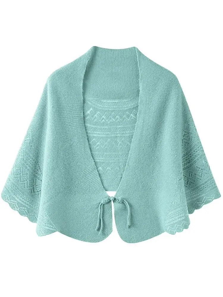 

Women Clothing Knit Traf Dress Autumn Winter Y2k Shawl 100% Wool Line 1 Ready-made Garment Official Cape Jacket Hollow Out Outer