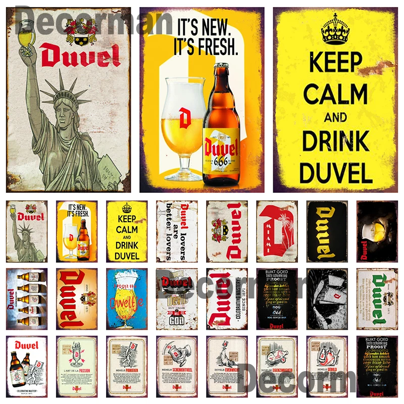 [ Mike86 ] Duvel Belgium BEER Metal tin sign Wall Plaque Retro Wine Poster Painting Pub Decoration LTA-2032 20*30 CM