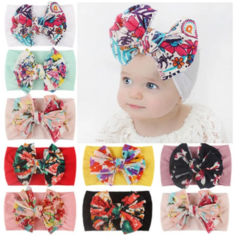 

Baby Photo Props Big Bow Headbands Soft Elastic Wide Hair Bands Children Girls Kids Head Wraps Newborn Headwear Hair Accessories